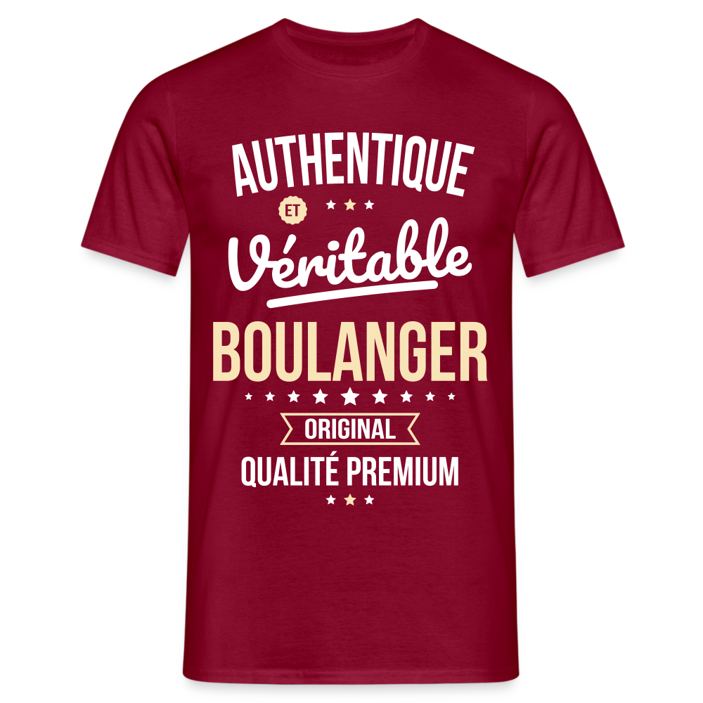 T-shirt Homme - Authentique et véritable Boulanger - rouge brique