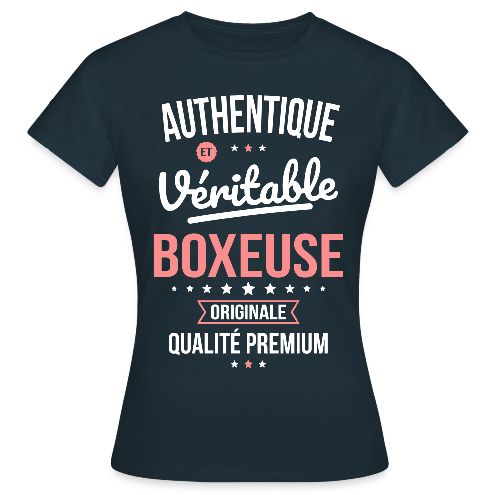 T-shirt Femme - Authentique et véritable Boxeuse - marine