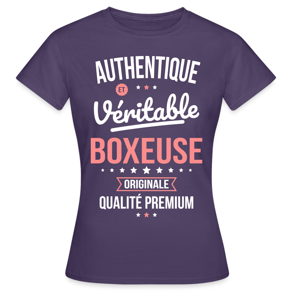 T-shirt Femme - Authentique et véritable Boxeuse - violet foncé