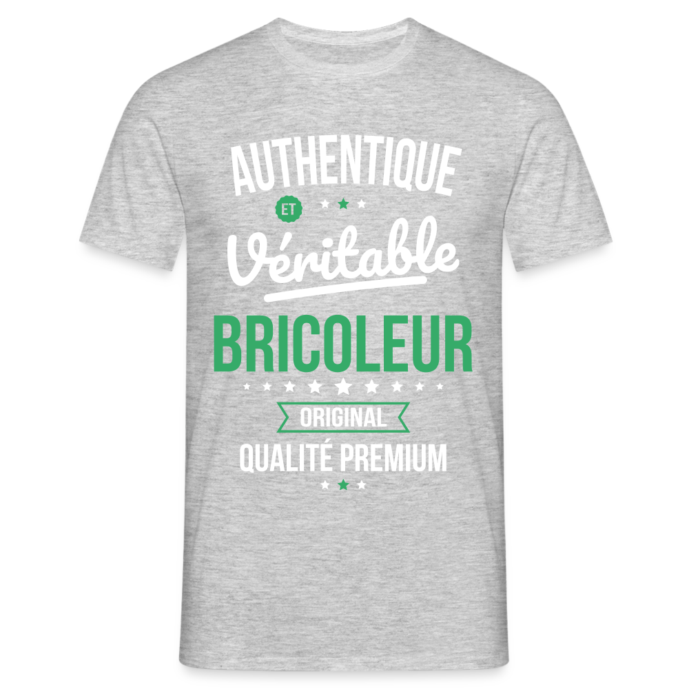 T-shirt Homme - Authentique et véritable Bricoleur - gris chiné