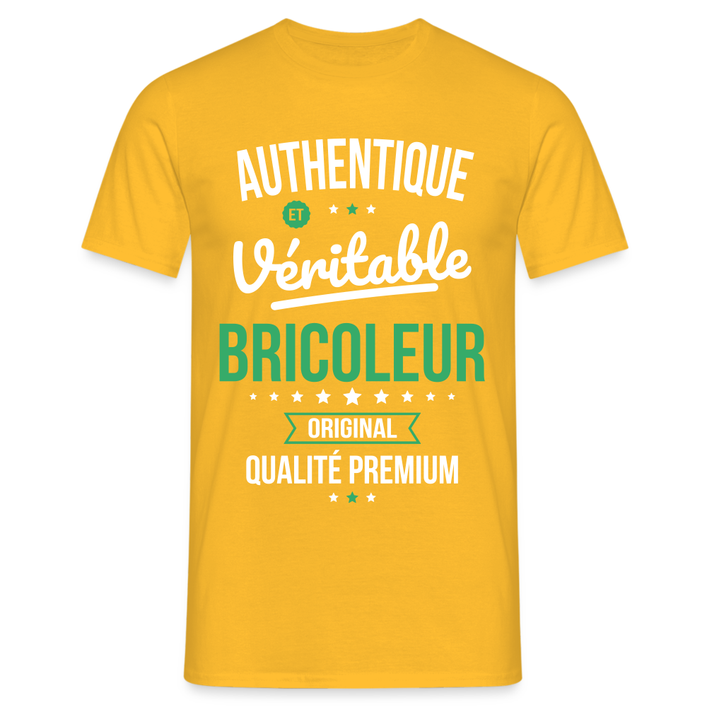 T-shirt Homme - Authentique et véritable Bricoleur - jaune