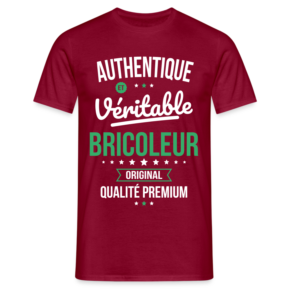 T-shirt Homme - Authentique et véritable Bricoleur - rouge brique