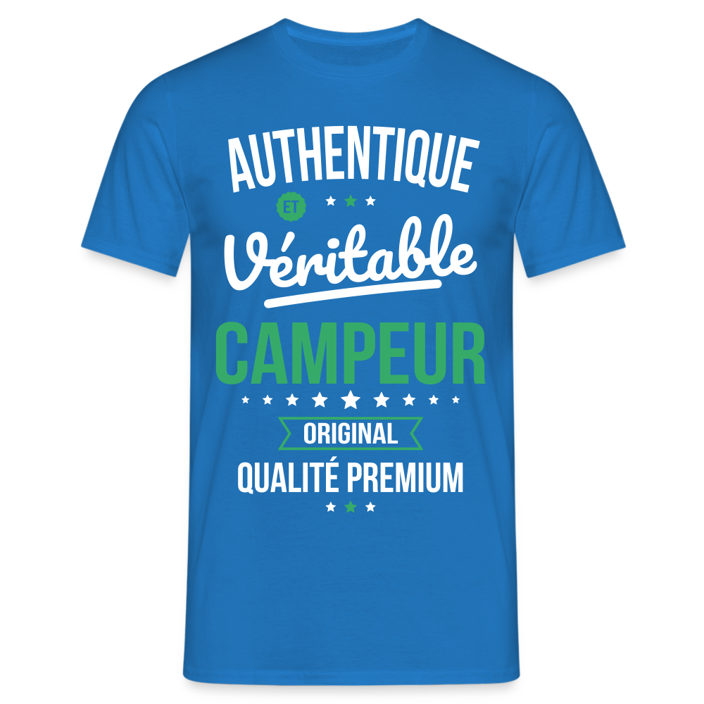 T-shirt Homme - Authentique et véritable Campeur - bleu royal