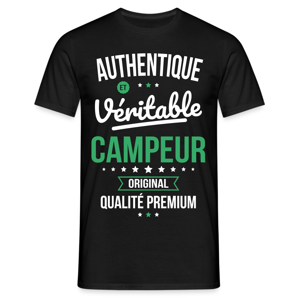 T-shirt Homme - Authentique et véritable Campeur - noir