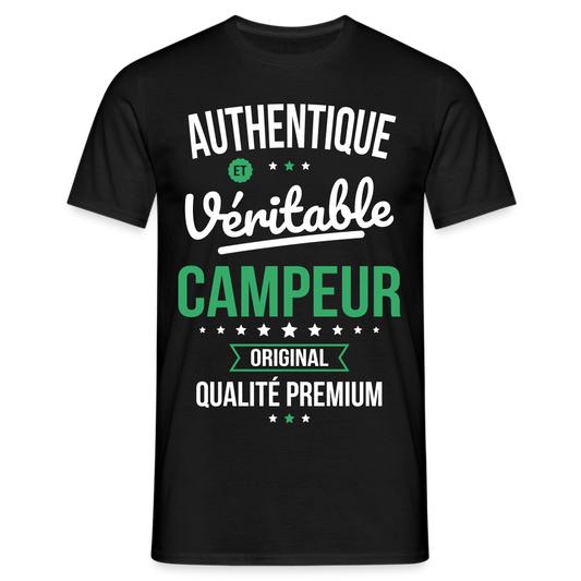 T-shirt Homme - Authentique et véritable Campeur - noir