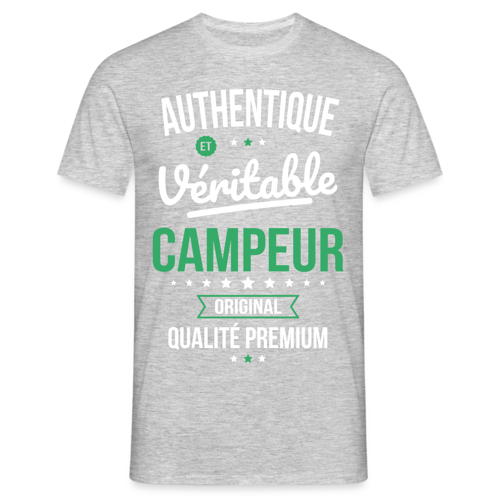 T-shirt Homme - Authentique et véritable Campeur - gris chiné