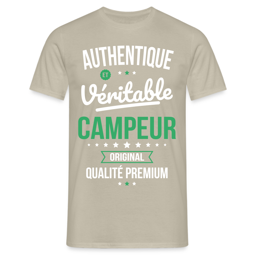 T-shirt Homme - Authentique et véritable Campeur - beige sable