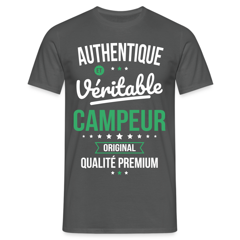 T-shirt Homme - Authentique et véritable Campeur - charbon