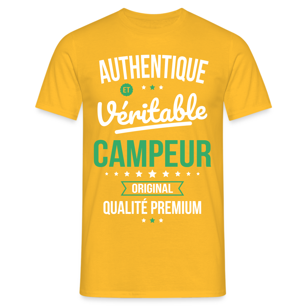 T-shirt Homme - Authentique et véritable Campeur - jaune