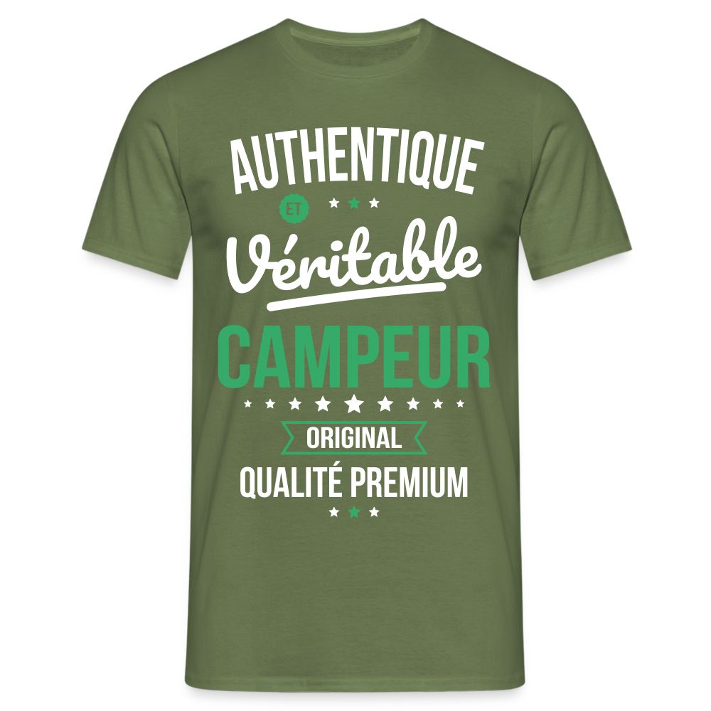 T-shirt Homme - Authentique et véritable Campeur - vert militaire