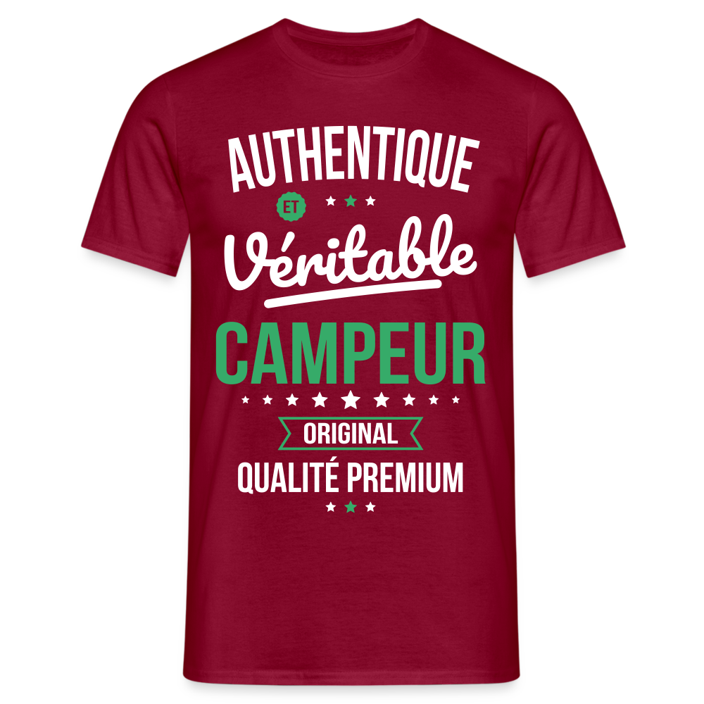 T-shirt Homme - Authentique et véritable Campeur - rouge brique