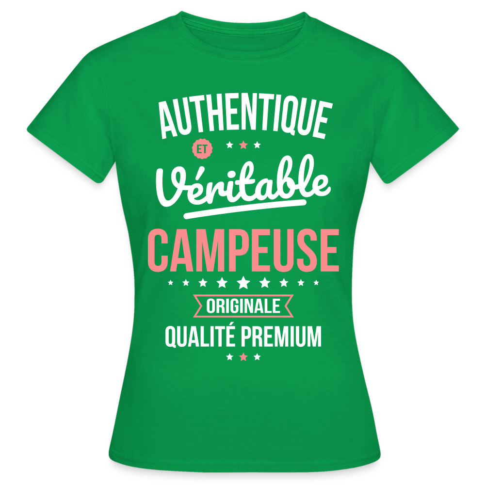 T-shirt Femme - Authentique et véritable Campeuse - vert