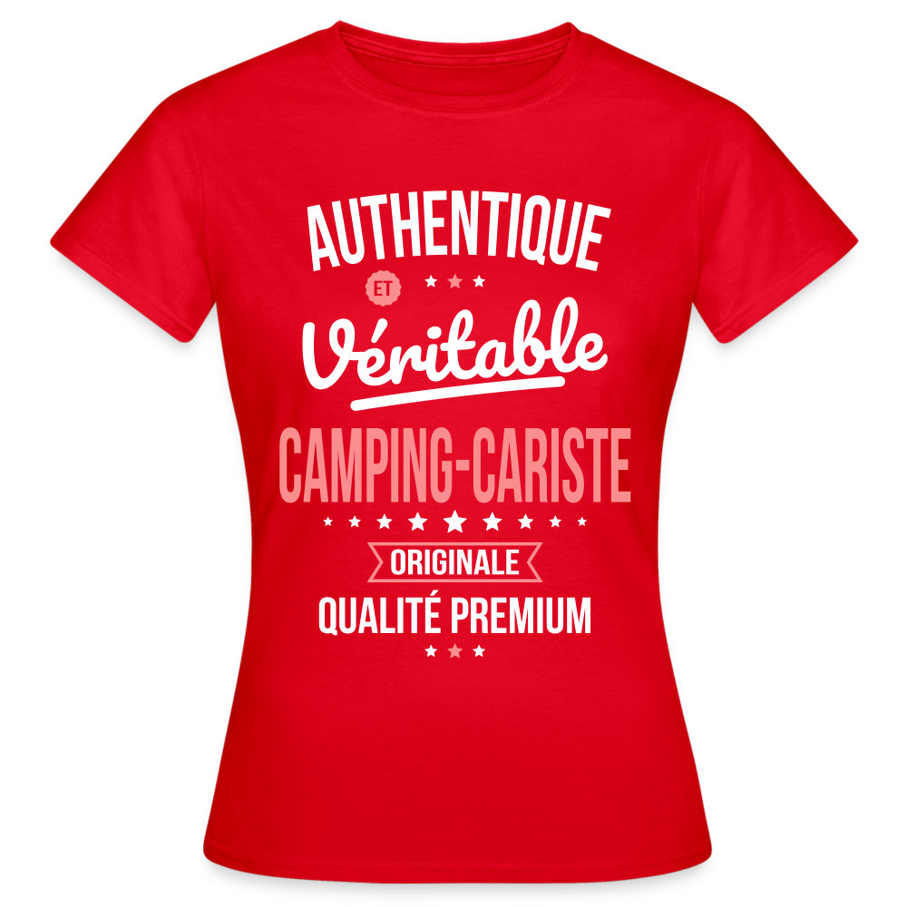 T-shirt Femme - Authentique et véritable Camping-Cariste - rouge