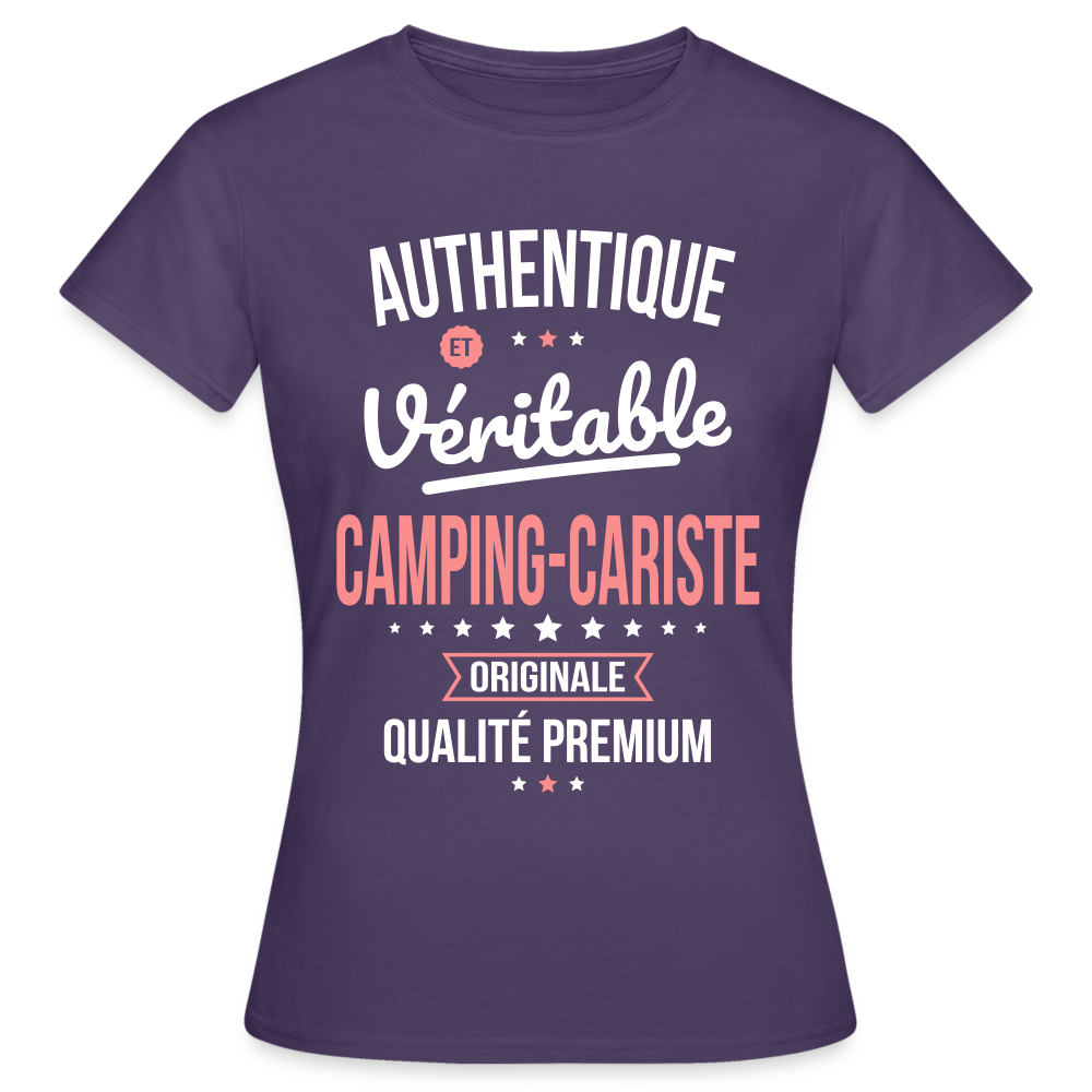 T-shirt Femme - Authentique et véritable Camping-Cariste - violet foncé