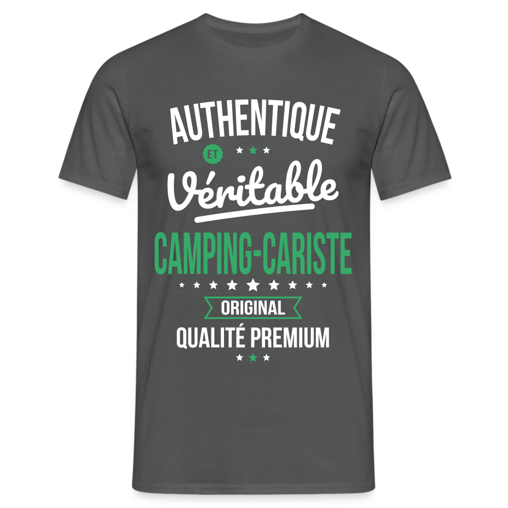 T-shirt Homme - Authentique et véritable Camping-Cariste - charbon