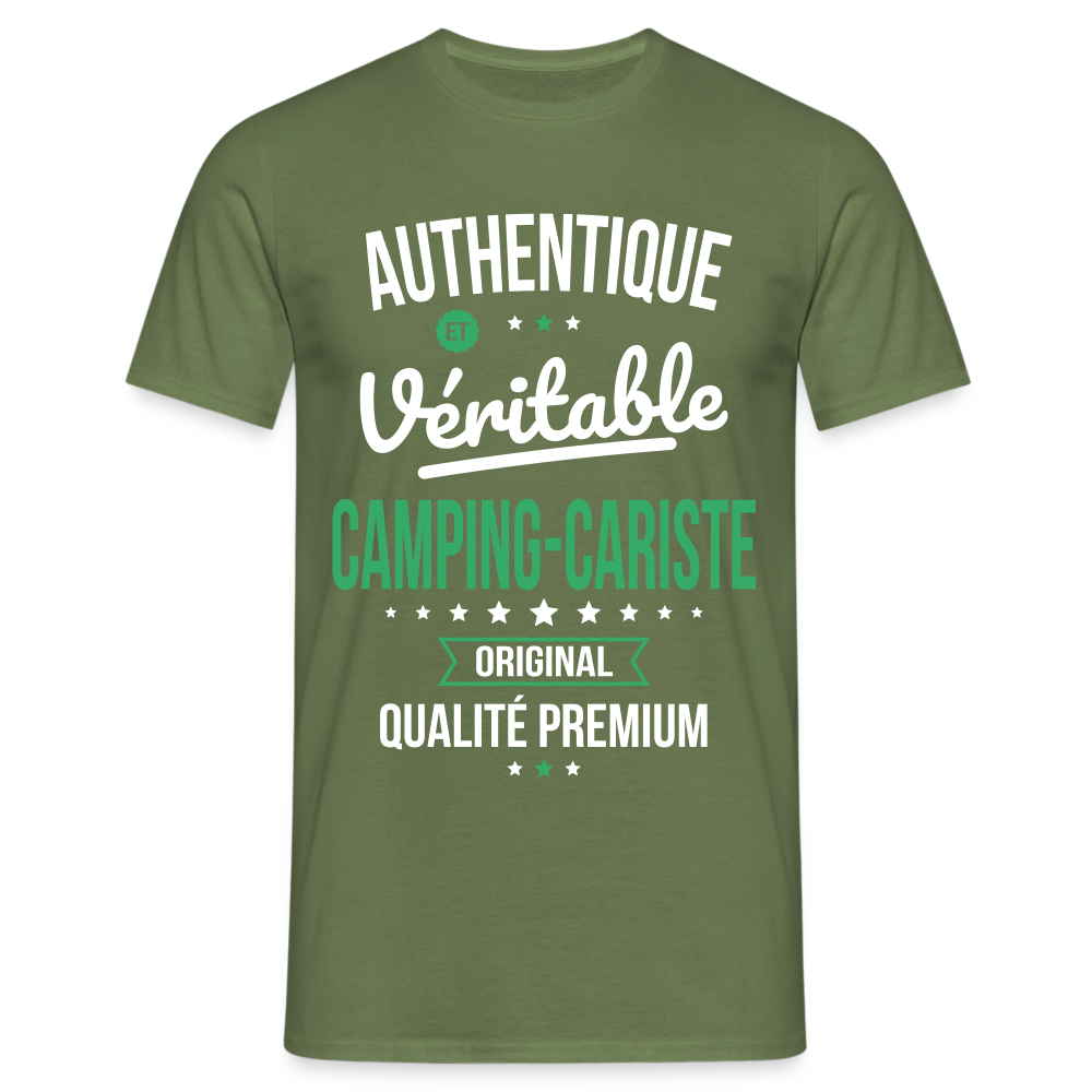 T-shirt Homme - Authentique et véritable Camping-Cariste - vert militaire