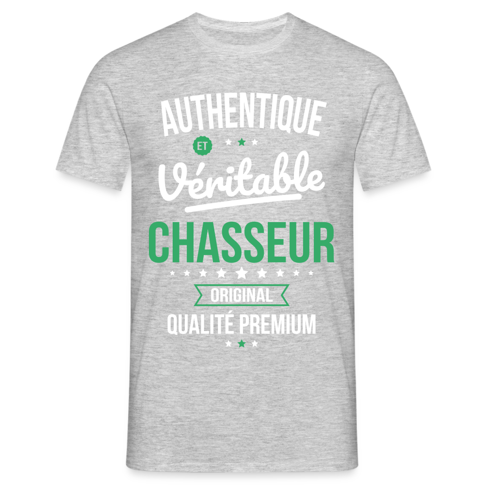 T-shirt Homme - Authentique et véritable Chasseur - gris chiné