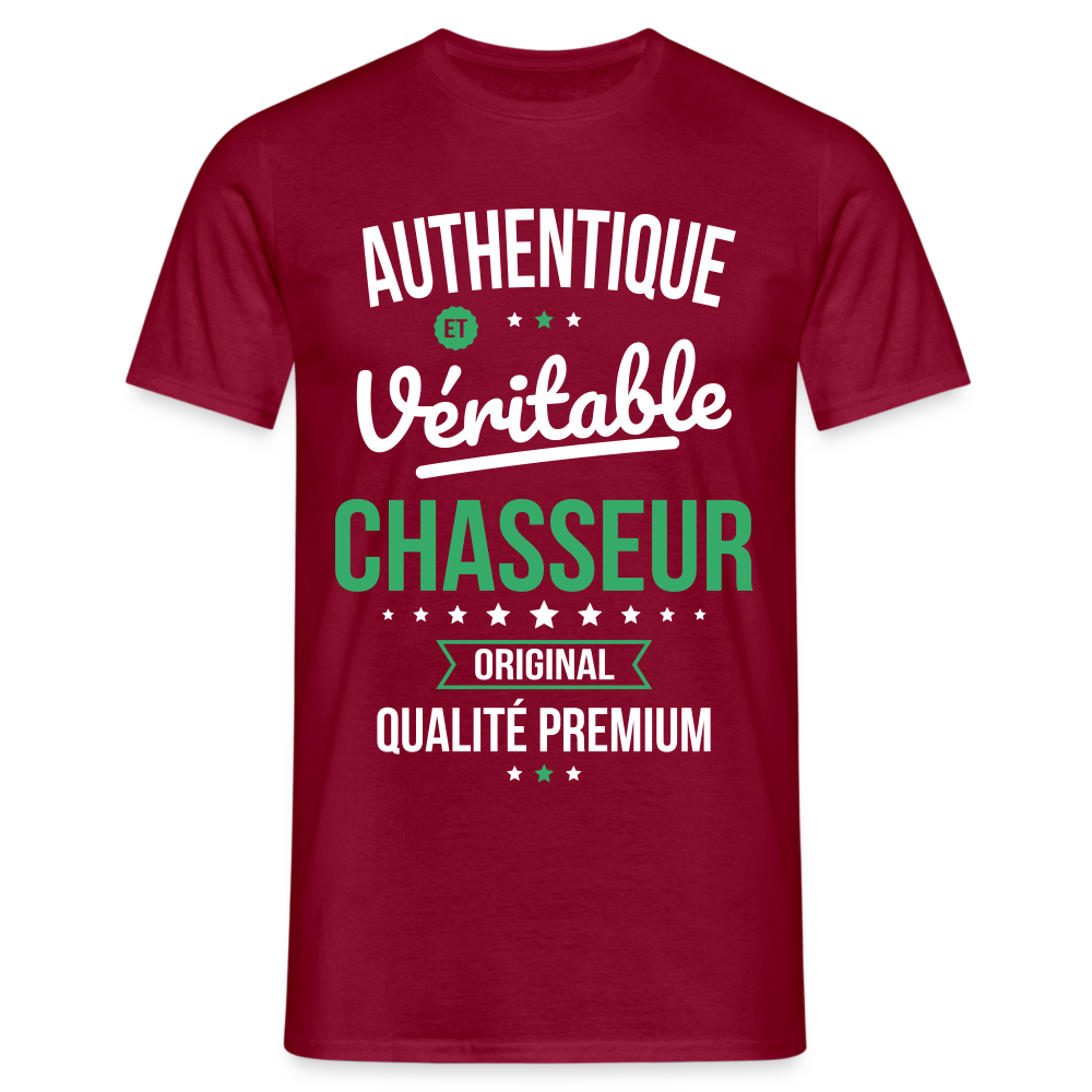 T-shirt Homme - Authentique et véritable Chasseur - rouge brique