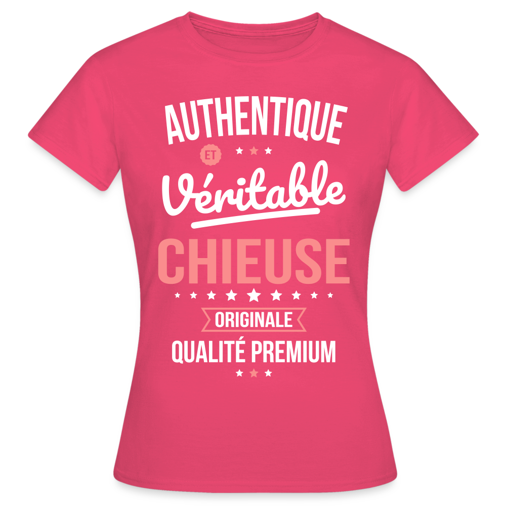 T-shirt Femme - Authentique et véritable Chieuse - rose azalée