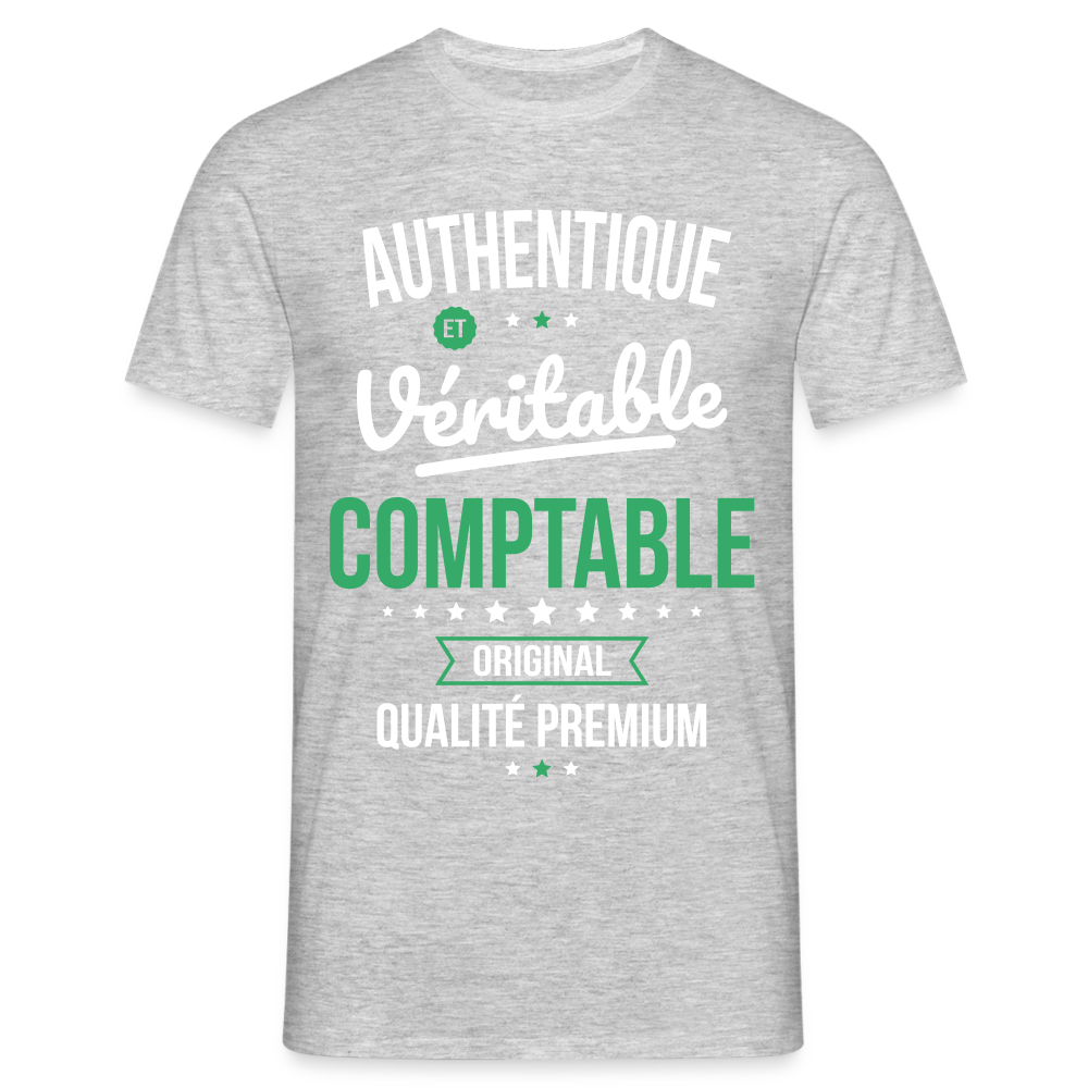 T-shirt Homme - Authentique et véritable Comptable - gris chiné