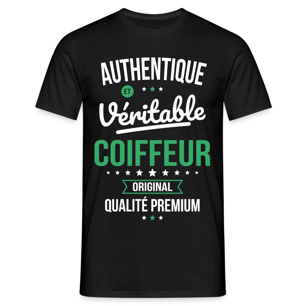 T-shirt Homme - Authentique et véritable Coiffeur - noir