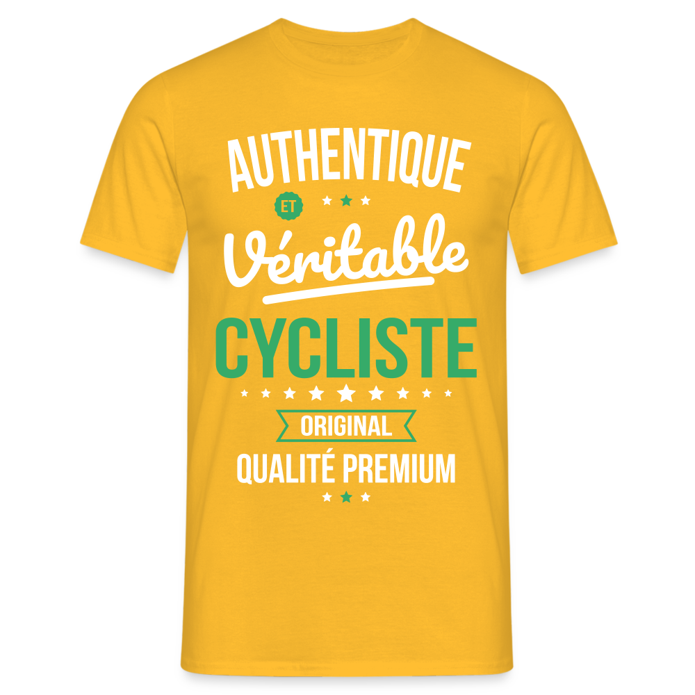 T-shirt Homme - Authentique et véritable Cycliste - jaune