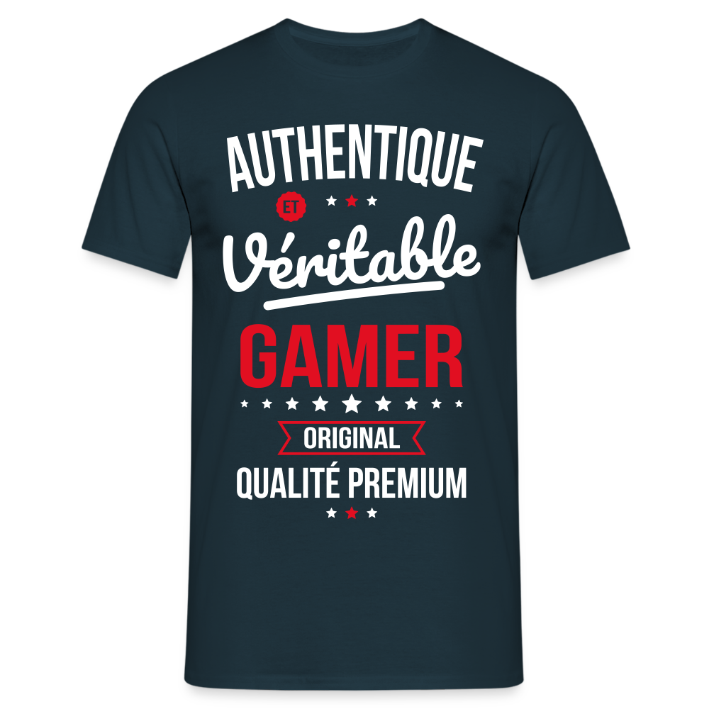 T-shirt Homme - Authentique et véritable Gamer - marine