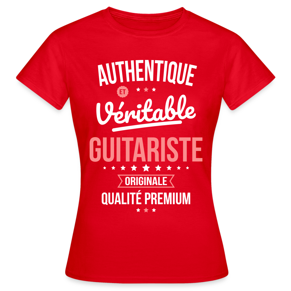 T-shirt Femme - Authentique et véritable Guitariste - rouge