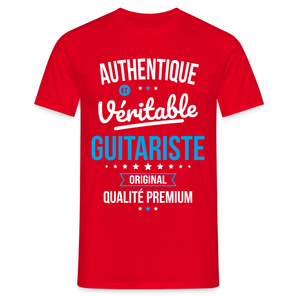 T-shirt Homme - Authentique et véritable Guitariste - rouge