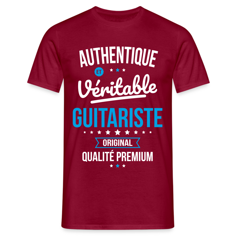 T-shirt Homme - Authentique et véritable Guitariste - rouge brique