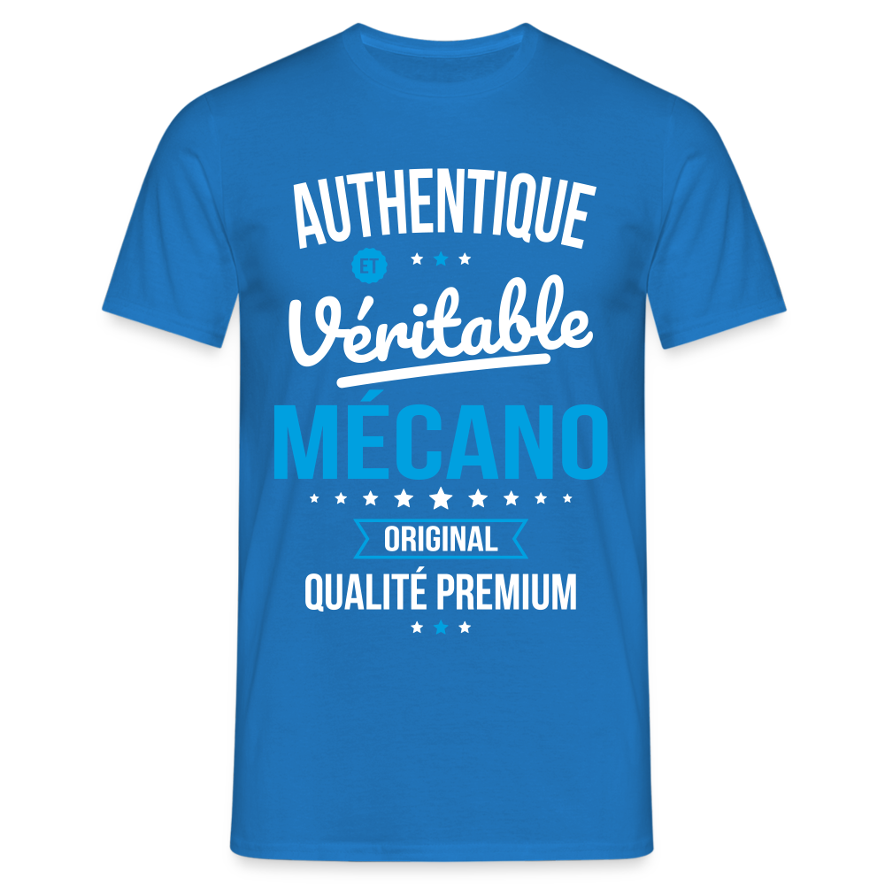 T-shirt Homme - Authentique et véritable Mécano - bleu royal