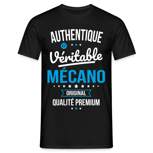 T-shirt Homme - Authentique et véritable Mécano - noir