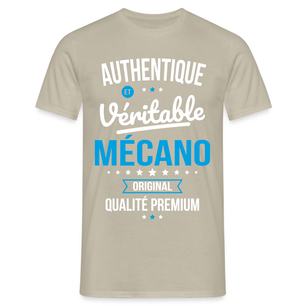 T-shirt Homme - Authentique et véritable Mécano - beige sable