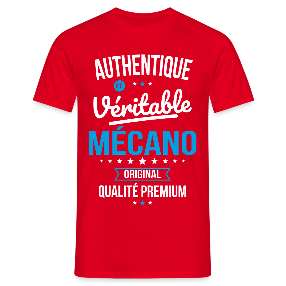 T-shirt Homme - Authentique et véritable Mécano - rouge