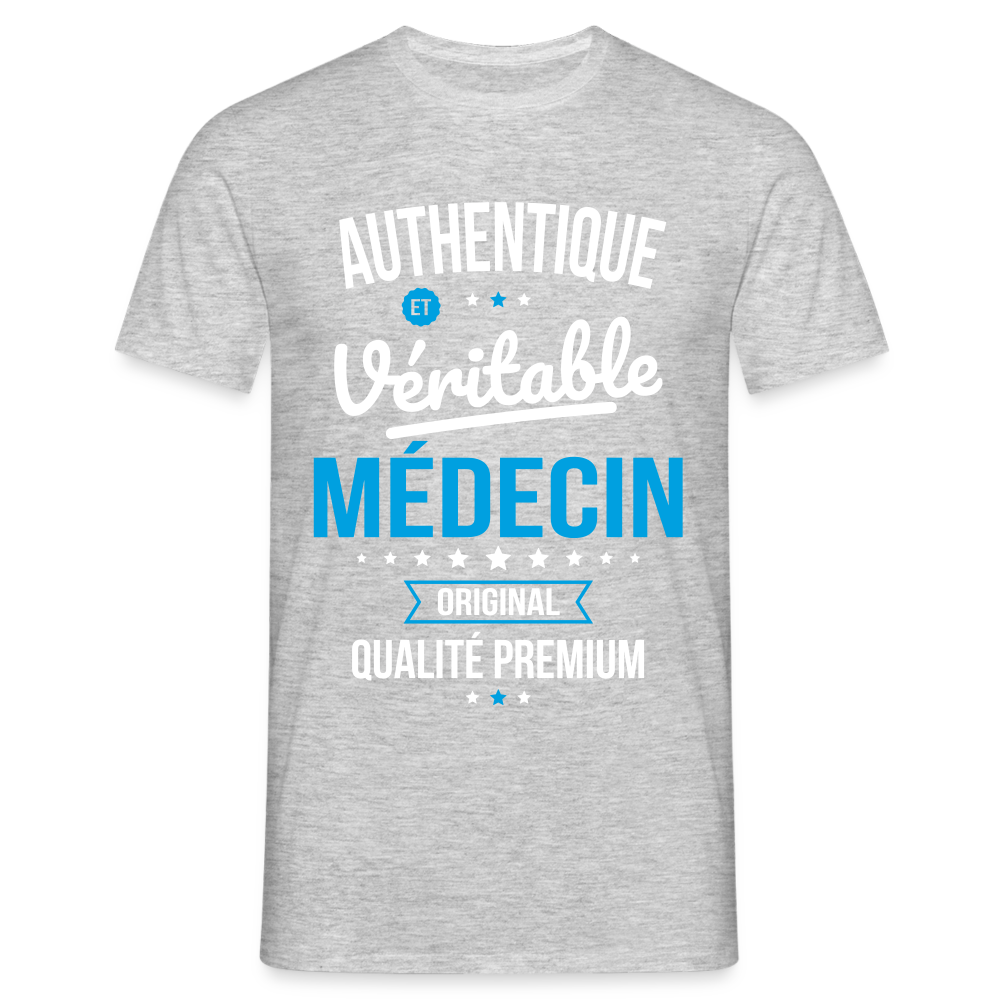 T-shirt Homme - Authentique et véritable Médecin - gris chiné