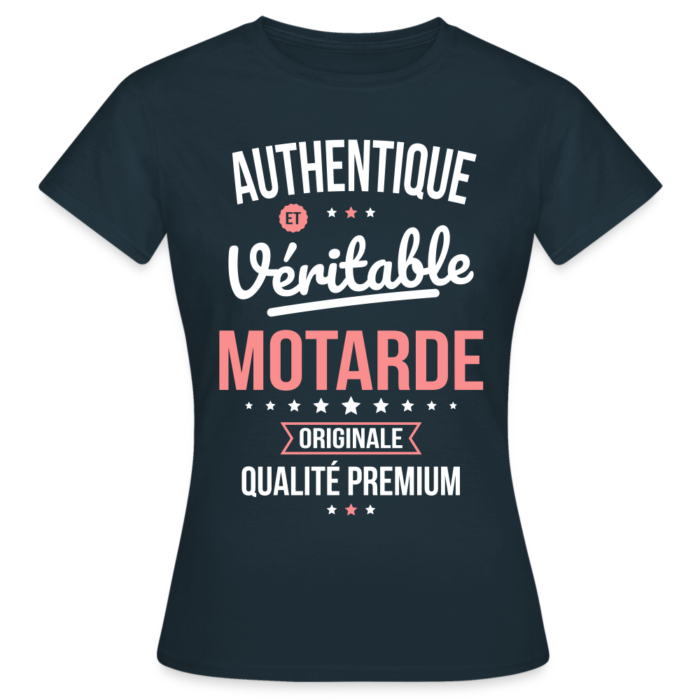 T-shirt Femme - Authentique et véritable Motarde - marine