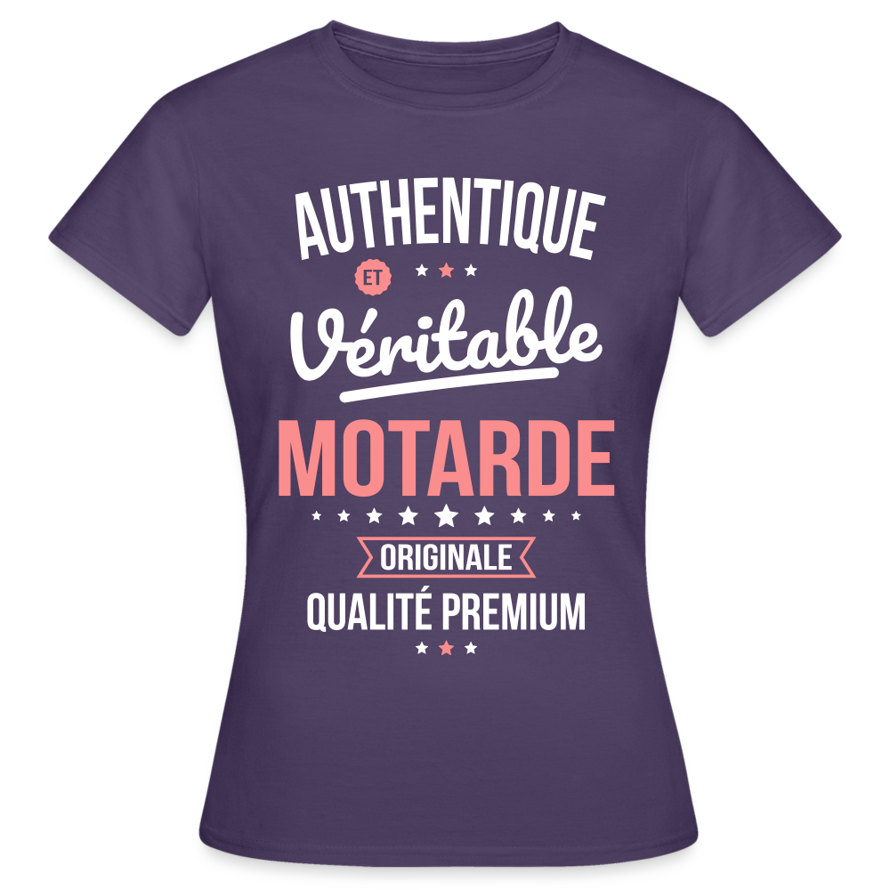 T-shirt Femme - Authentique et véritable Motarde - violet foncé