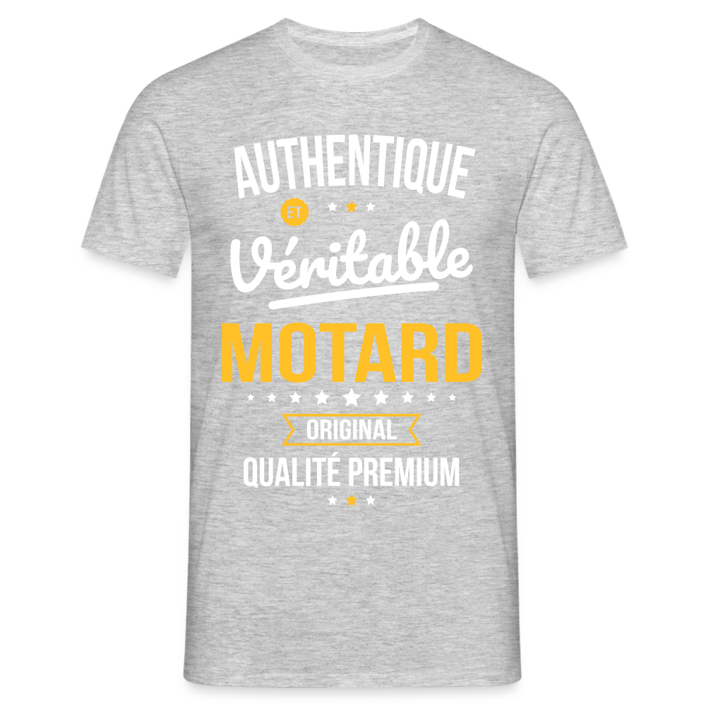 T-shirt Homme - Authentique et véritable Motard - gris chiné