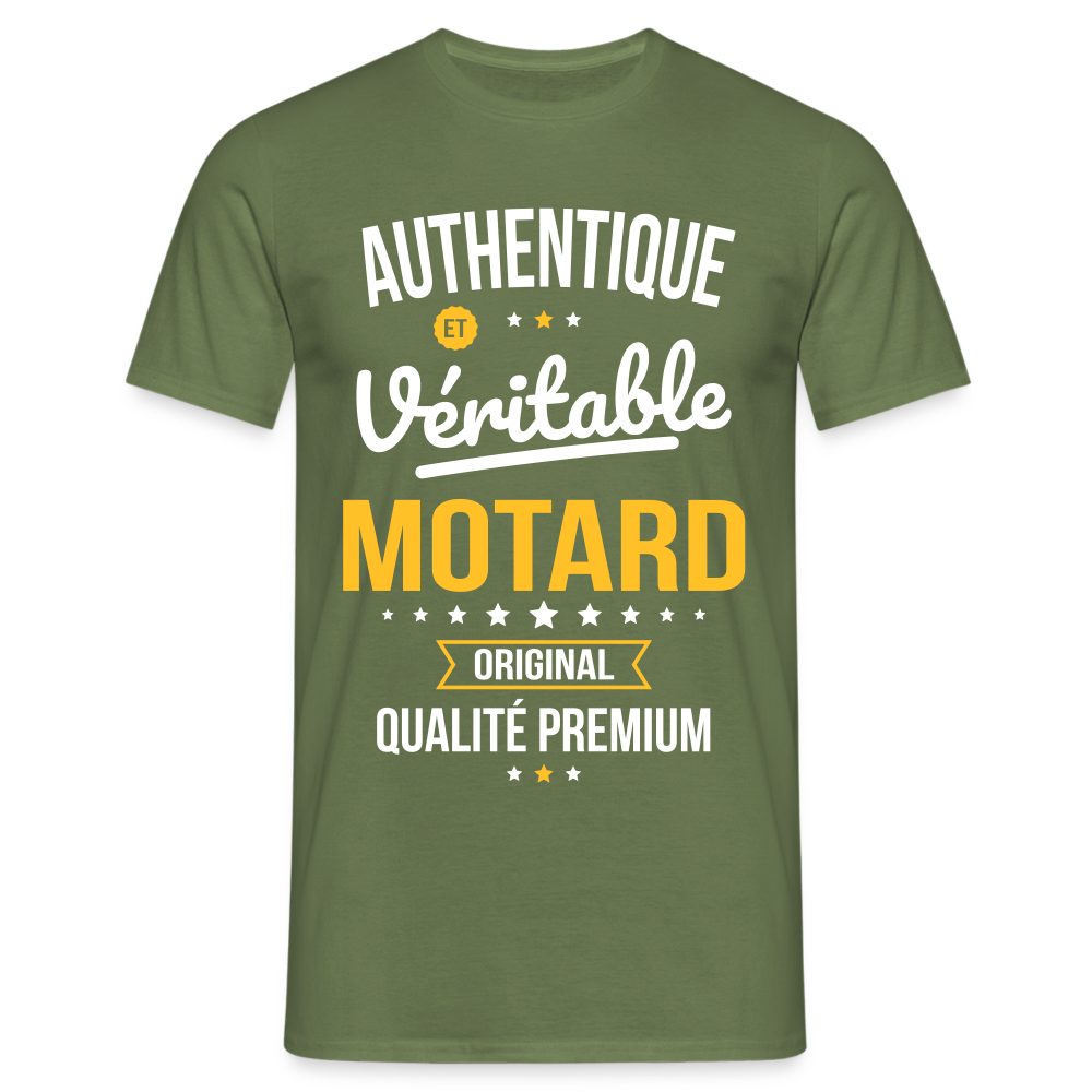 T-shirt Homme - Authentique et véritable Motard - vert militaire