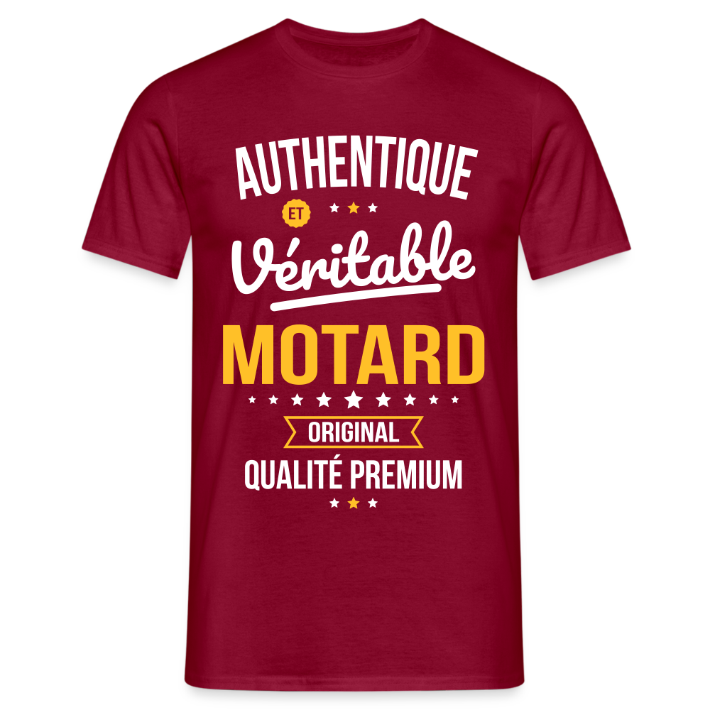 T-shirt Homme - Authentique et véritable Motard - rouge brique