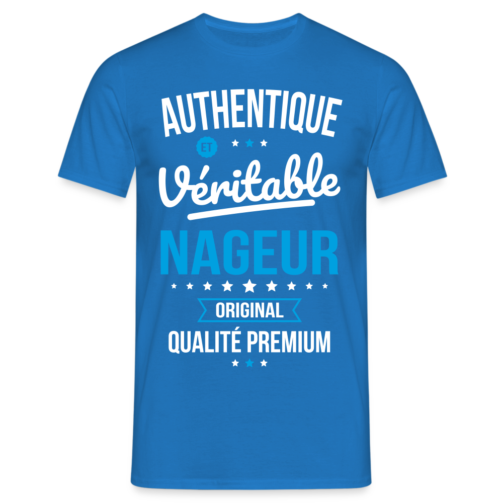 T-shirt Homme - Authentique et véritable Nageur - bleu royal