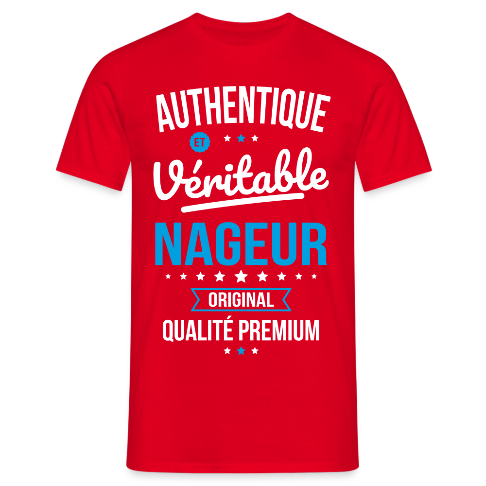 T-shirt Homme - Authentique et véritable Nageur - rouge