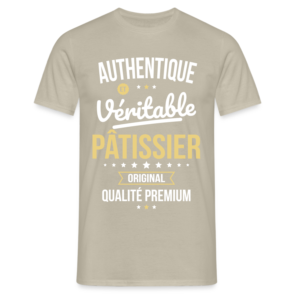 T-shirt Homme - Authentique et véritable Pâtissier - beige sable