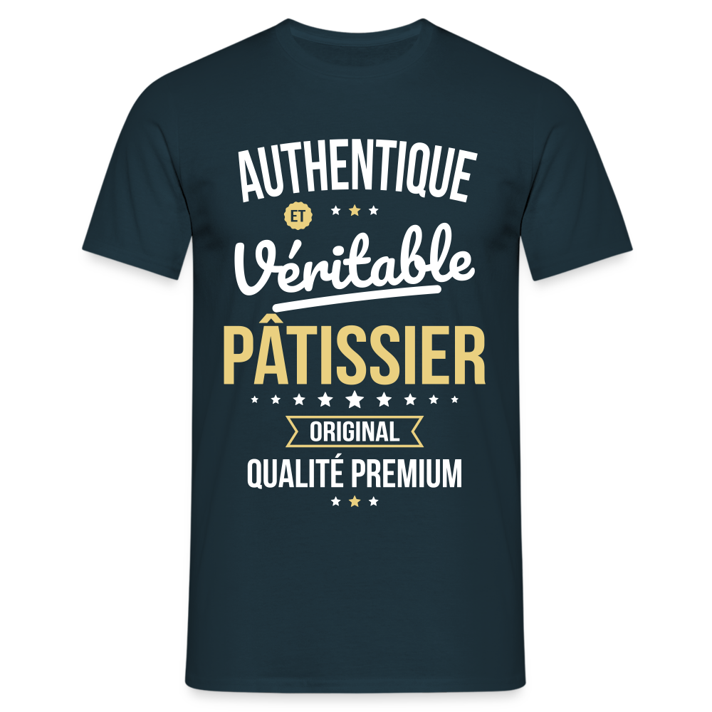 T-shirt Homme - Authentique et véritable Pâtissier - marine