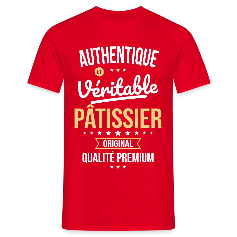 T-shirt Homme - Authentique et véritable Pâtissier - rouge