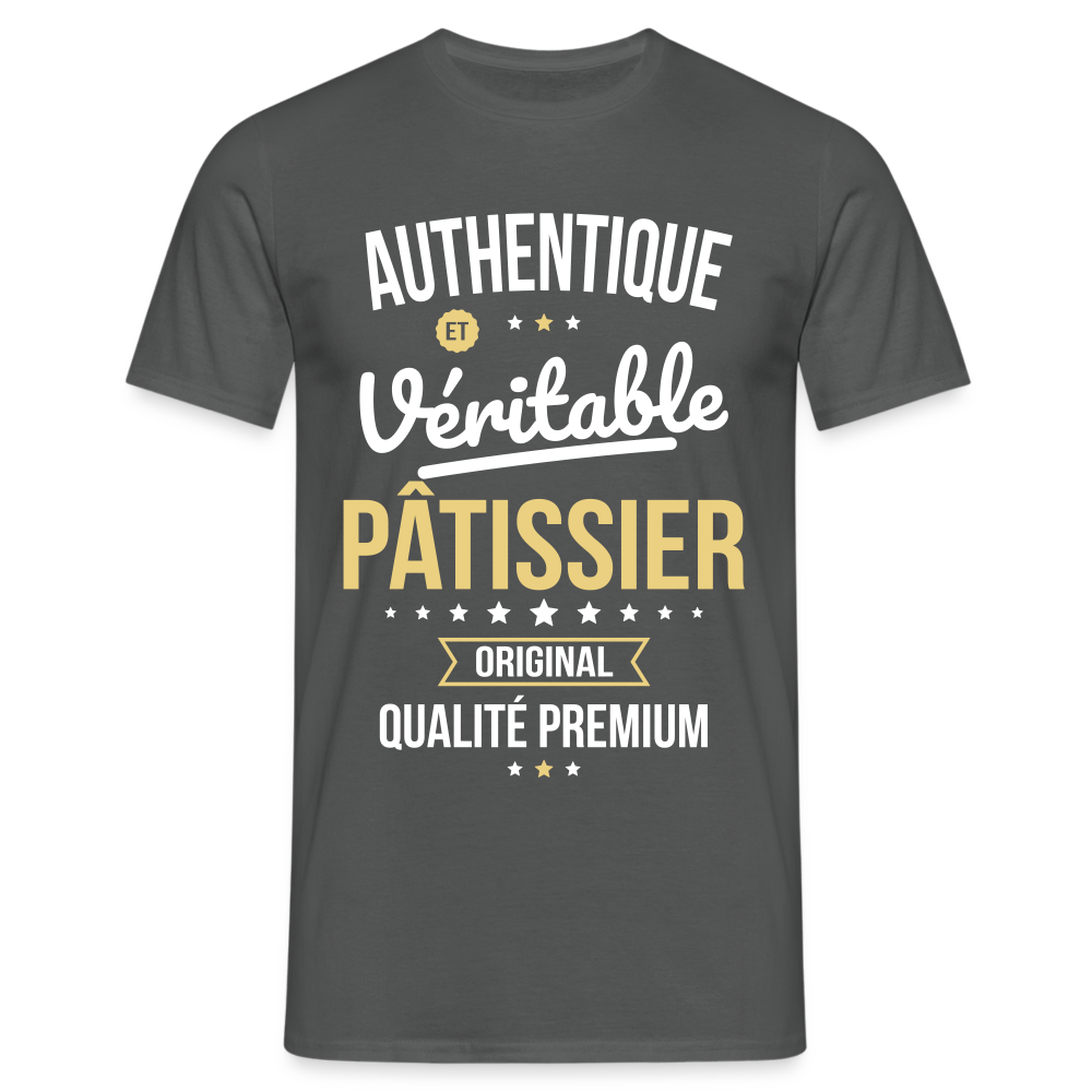 T-shirt Homme - Authentique et véritable Pâtissier - charbon