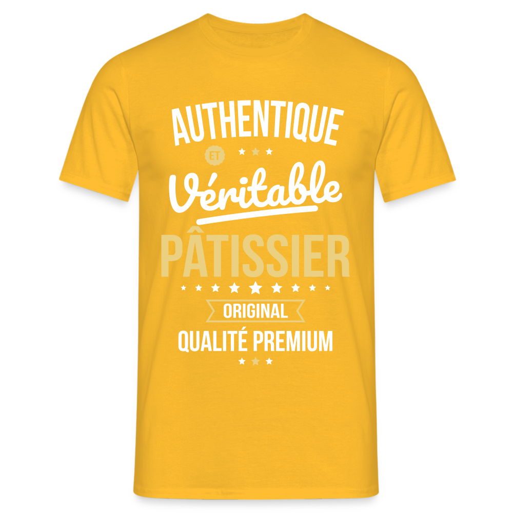 T-shirt Homme - Authentique et véritable Pâtissier - jaune