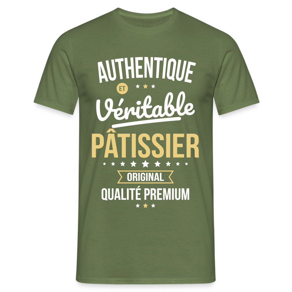 T-shirt Homme - Authentique et véritable Pâtissier - vert militaire