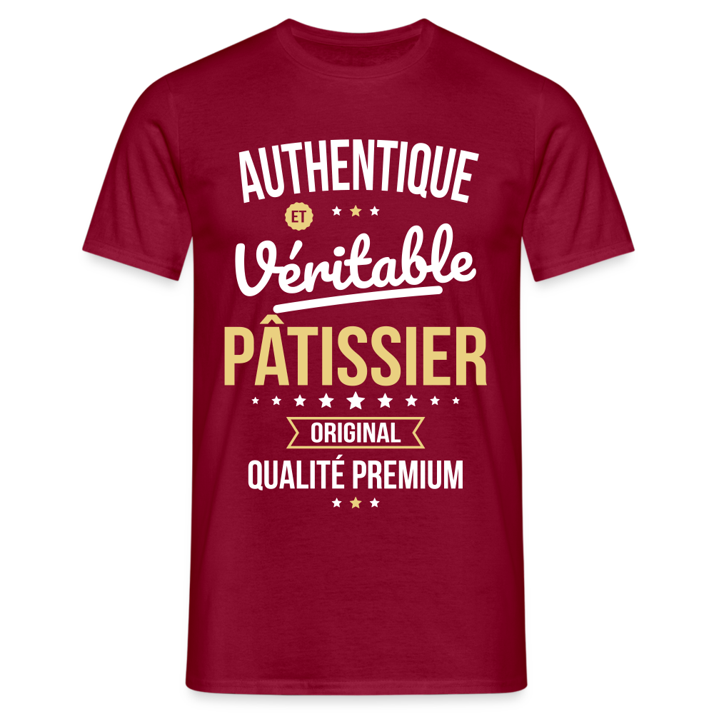 T-shirt Homme - Authentique et véritable Pâtissier - rouge brique