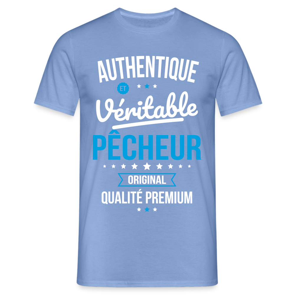 T-shirt Homme - Authentique et véritable Pêcheur - carolina blue